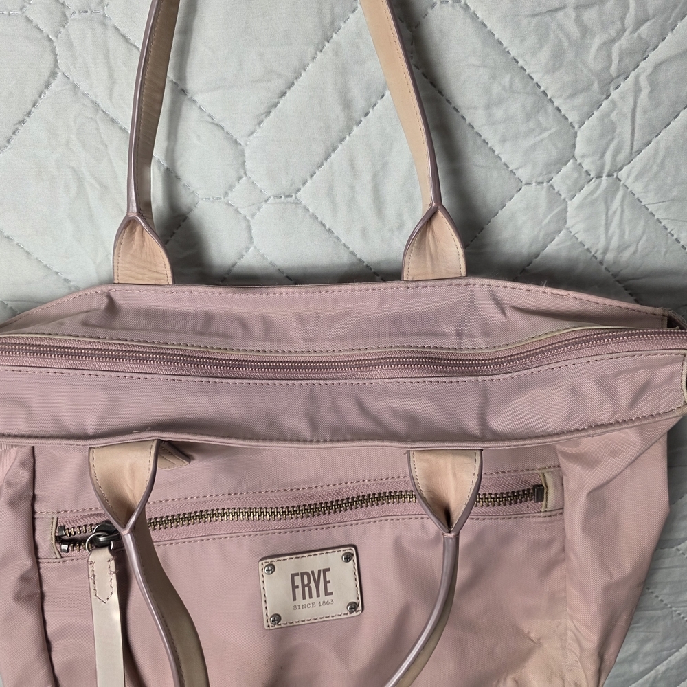 Frye Blush Pink Nylon Tote with Light Leather Handles - Picture 12 of 13
